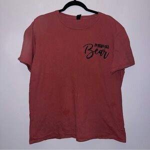 Anvil lightweight T-shirt unisex size large dusty red mama bear